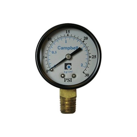 Campbell PG3-NL 0-30 PSI 0.25 in. Pressure Gauge CA11314
